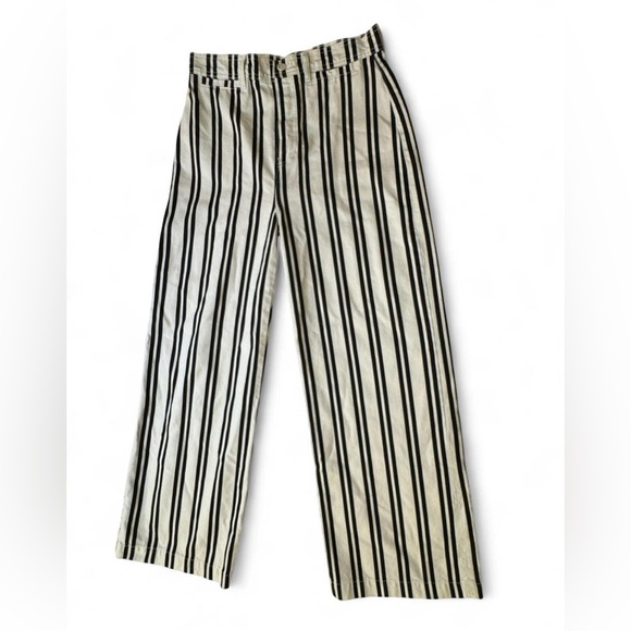 🖤 REFORMATION Logan Ultra High Rise Wide Leg Jeans, Black & White "PA Stripe" - Picture 4 of 14